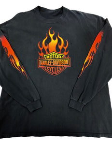 Vintage 90s Harley-Davidson Flames Long Sleeve T-Shirt