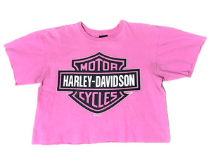 Vintage Cropped Pink Harley Davidson T-Shirt
