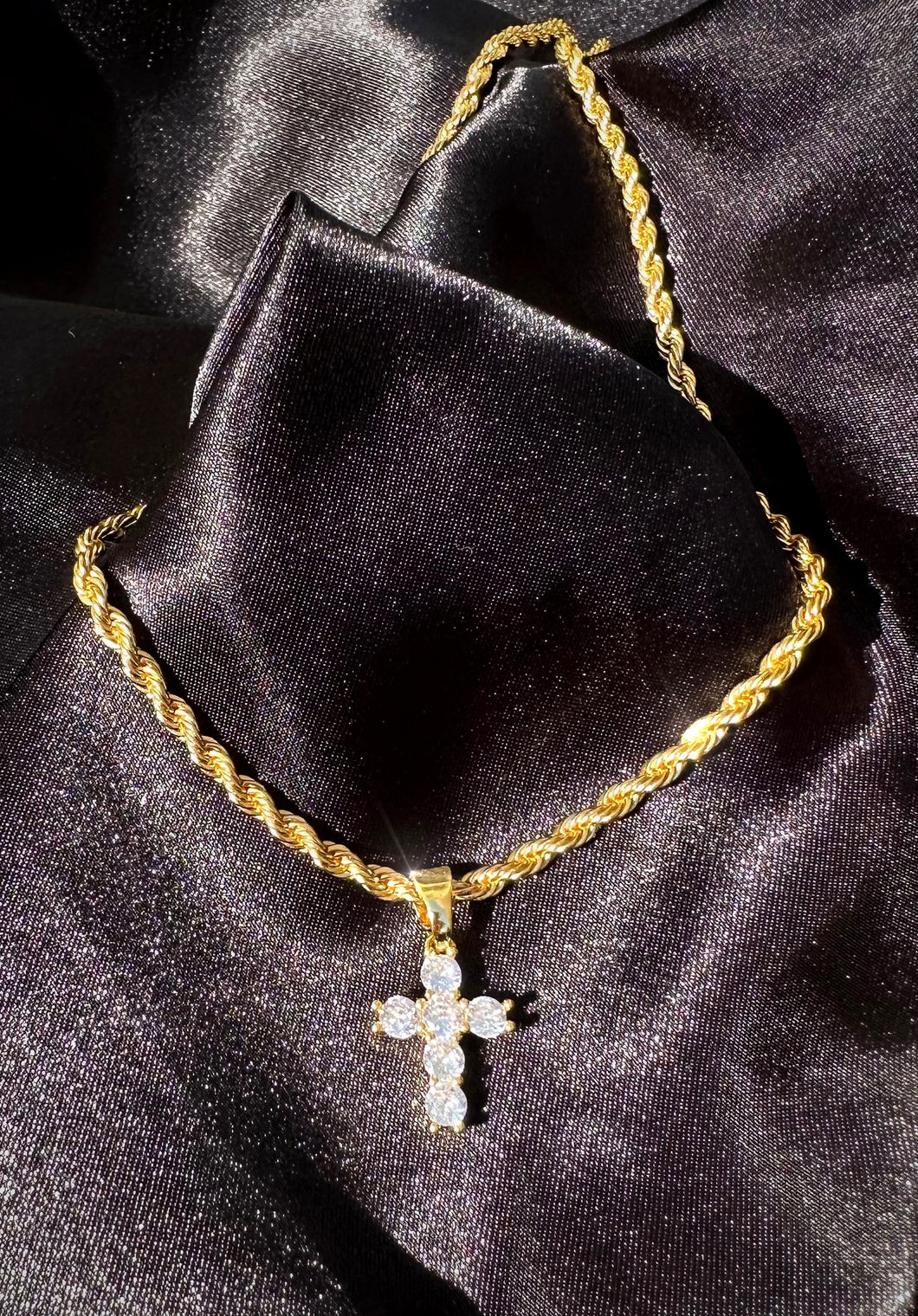 Micro Cross Rope Chain Necklace