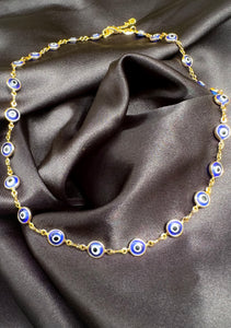 18k Evil Eye Chain Link Necklace