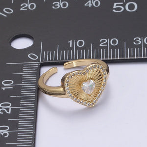 14k Sunburst Heart Ring