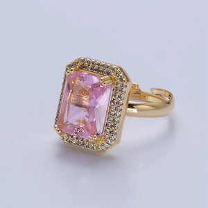 Pink Baguette Princess Ring