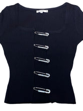 Load image into Gallery viewer, Pavé Safety Pin Top in Black
