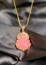 Load image into Gallery viewer, Pink Jade Buddha Necklace in Gold
