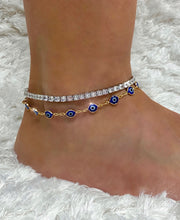 Load image into Gallery viewer, 18k Evil Eye Chain Link Anklet
