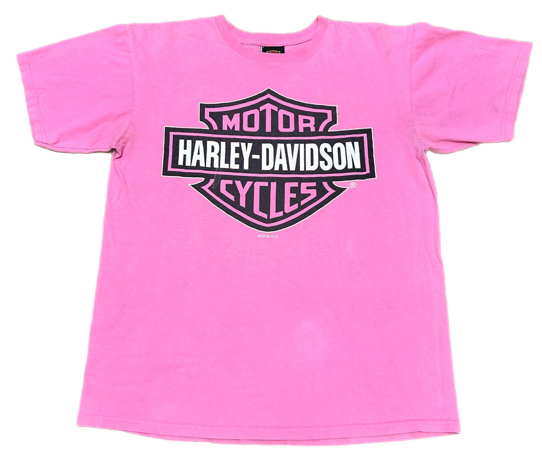 Vintage Pink Harley Davidson Spell Out T-Shirt