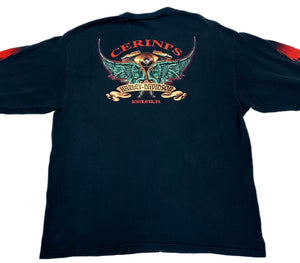 Vintage 90s Harley Davidson Eagle and Wolf in Flames T-shirt