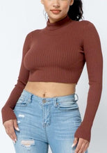 Load image into Gallery viewer, Babydoll Cropped Turtleneck in Cocoa
