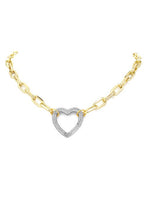 Load image into Gallery viewer, Two Tone Heart Chain Link Necklace
