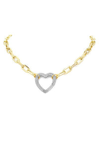 Two Tone Heart Chain Link Necklace