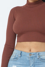 Load image into Gallery viewer, Babydoll Cropped Turtleneck in Cocoa
