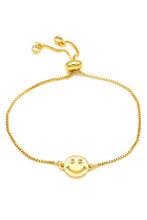 Load image into Gallery viewer, Happy Face Pull Tie Bracelet in Gold
