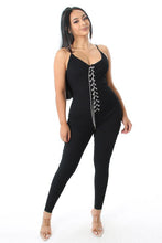 Load image into Gallery viewer, Diamanté Body Con Jumpsuit in Black
