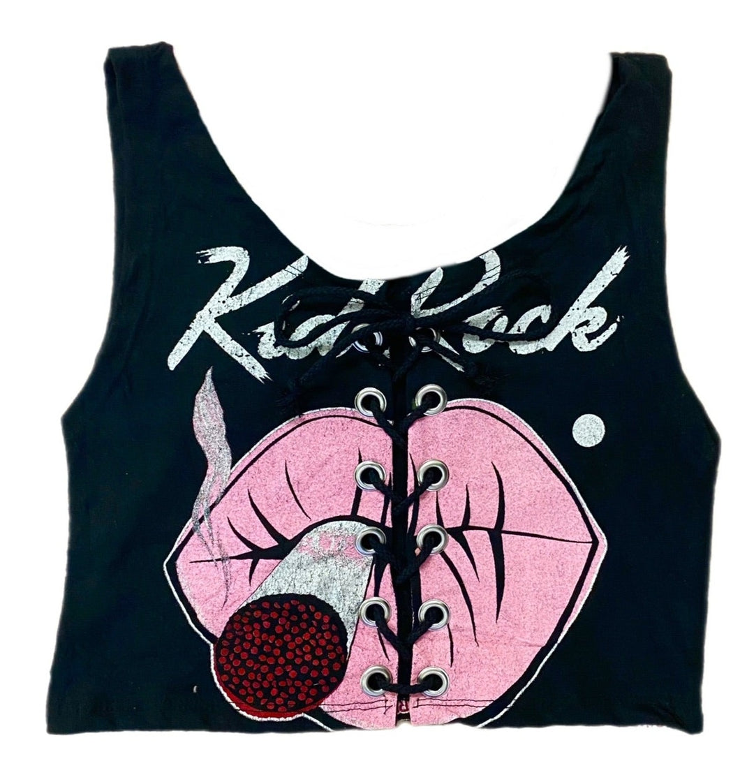 Reworked Vintage Kid Rock Lace-Up Tank Top