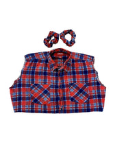 Load image into Gallery viewer, Reworked Vintage Coleman Cropped Flannel With Matching Scrunchies

