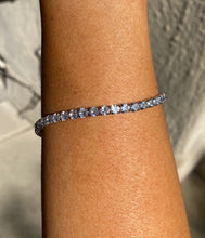 Load image into Gallery viewer, Diamond Tennis Pull Tie Bracelet in Silver
