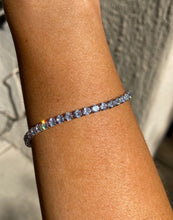 Load image into Gallery viewer, Diamond Tennis Pull Tie Bracelet in Silver
