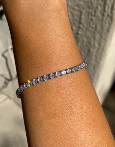 Diamond Tennis Pull Tie Bracelet in Silver