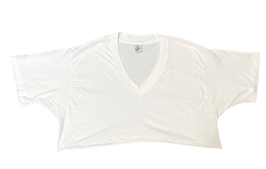 Vintage White Cropped V-Neck Shirt