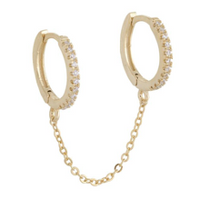 Load image into Gallery viewer, Double Post Hoop Huggies in Gold
