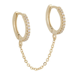 Double Post Hoop Huggies in Gold