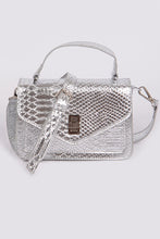 Load image into Gallery viewer, Snakeskin Crossbody Clutch in Silver
