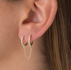 Double Post Hoop Huggies in Gold