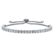 Load image into Gallery viewer, Diamond Tennis Pull Tie Bracelet in Silver
