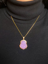 Load image into Gallery viewer, Lavender Jade Buddha Necklace in Gold
