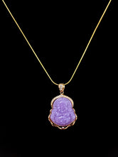 Load image into Gallery viewer, Lavender Jade Buddha Necklace in Gold
