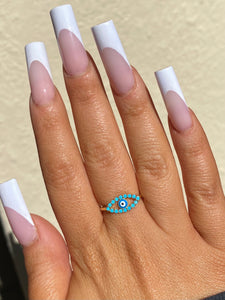 Turquoise Evil Eye Ring in Gold