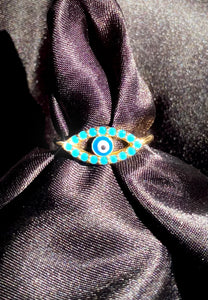 Turquoise Evil Eye Ring in Gold