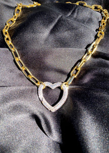 Two Tone Heart Chain Link Necklace