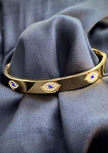 Evil Eye Protection Bangle in Gold