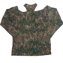 Load image into Gallery viewer, Vintage Mossy Oak Cold Shoulder Long Sleeve T-Shirt
