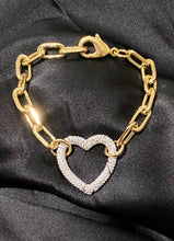 Load image into Gallery viewer, Two Tone Heart Chain Link Bracelet
