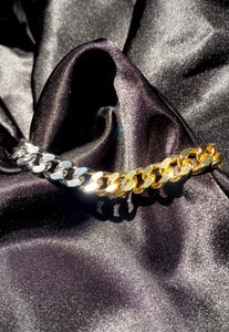 Two Tone Cuban Link Bracelet