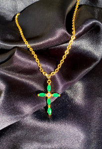 24k Jade Cross Necklace