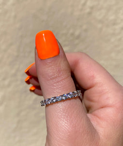 Dainty Round Eternity Ring in Silver