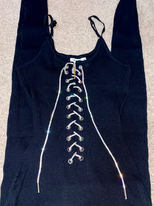 Diamanté Body Con Jumpsuit in Black