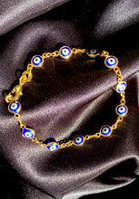 Load image into Gallery viewer, 18k Evil Eye Chain Link Bracelet
