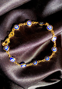18k Evil Eye Chain Link Bracelet