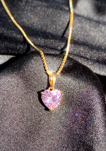 Pink Gem Heart Necklace