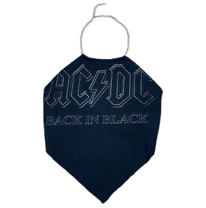 Reworked Vintage AC/DC Chain Halter Top