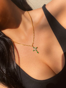24k Jade Cross Necklace
