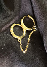 Load image into Gallery viewer, Double Post Hoop Huggies in Gold
