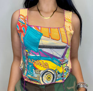 Reworked Vintage Racecar Corset Top