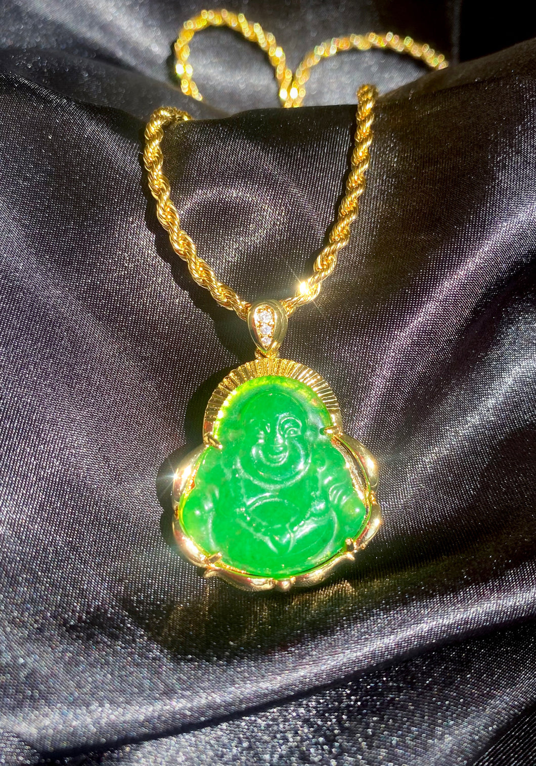 XL Green Jade Buddha Necklace