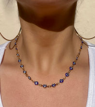Load image into Gallery viewer, 18k Evil Eye Chain Link Necklace
