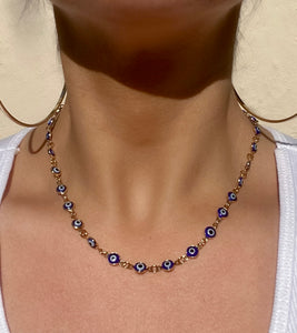 18k Evil Eye Chain Link Necklace